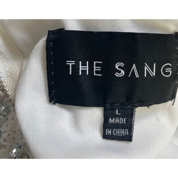 The Sang Women's Size Large White & Silver Sequin Party Dress - Picture 3 of 6